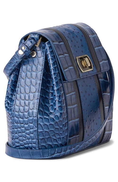 Brahmin Margo Croc Embossed Leather Crossbody Bag In Blue