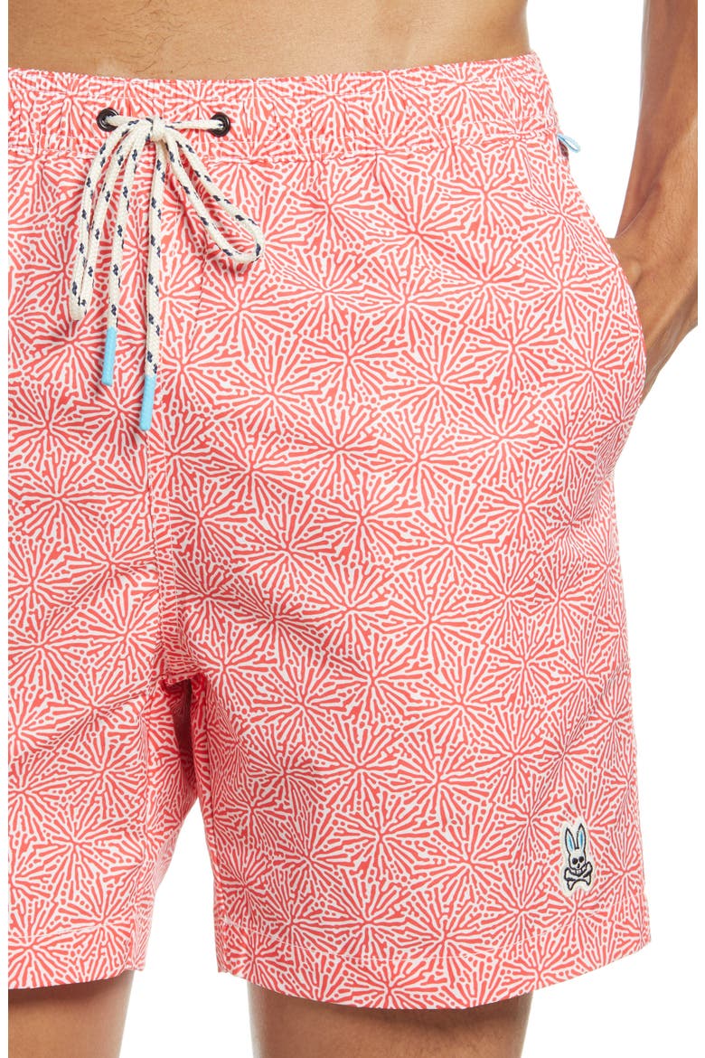 Coral Print Swim Trunks, Alternate, color, GRAPEFRUIT