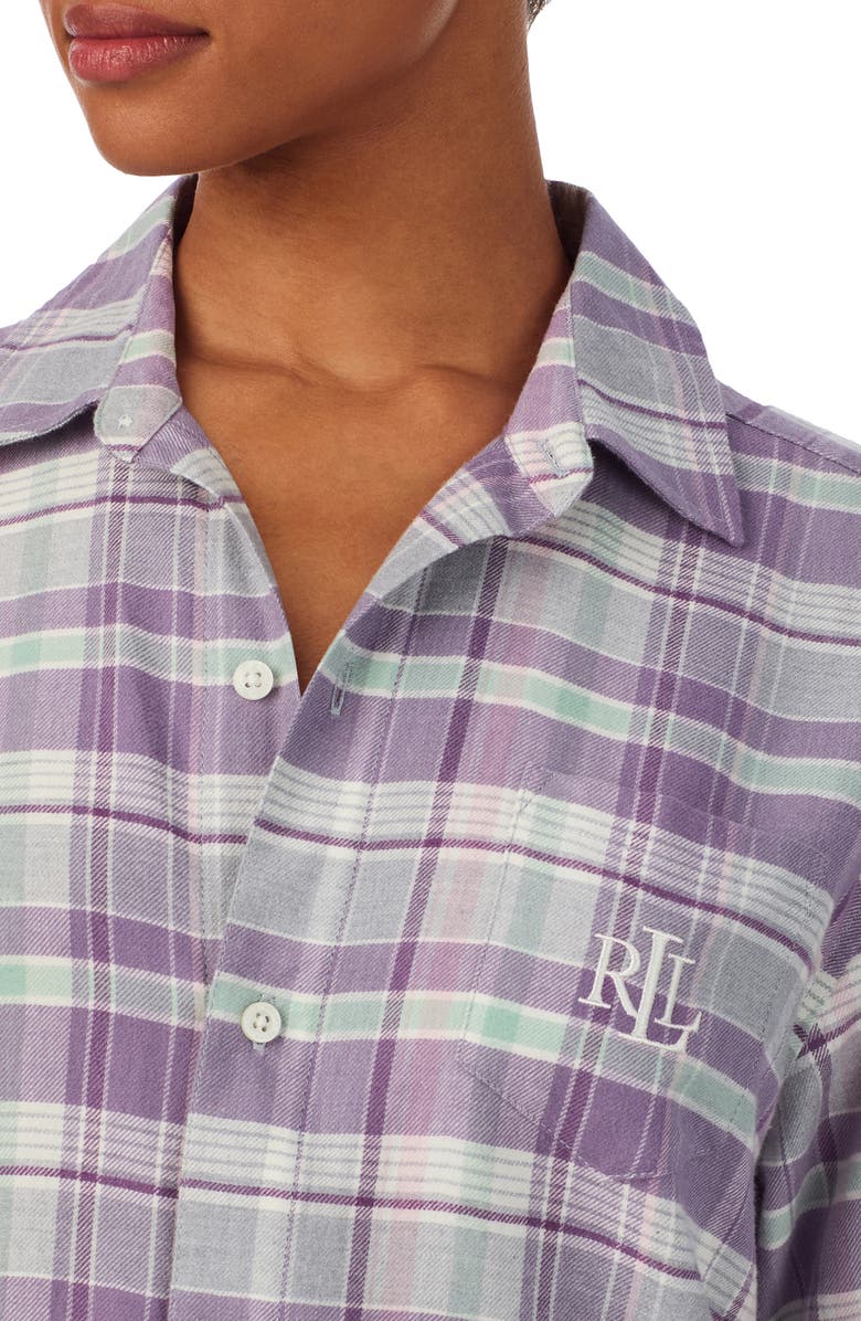 Lauren Ralph Lauren Cotton Blend Sleep Shirt, Alternate, color, Multi Plaid