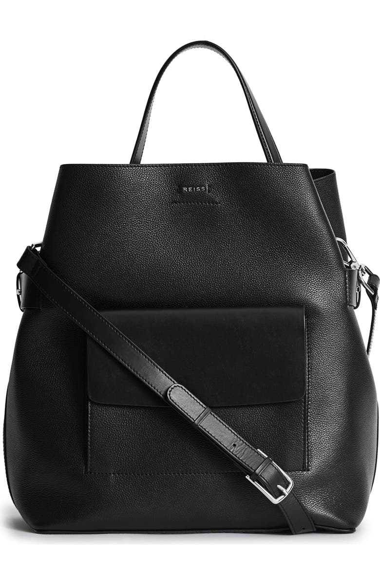 Reiss Freya Leather Bucket Bag, Main, color,