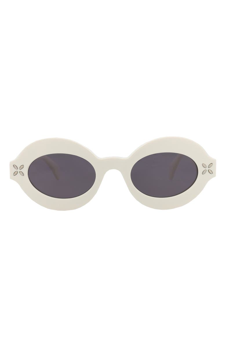 Alaïa 49mm Oval Sunglasses, Main, color, Ivory Ivory Grey