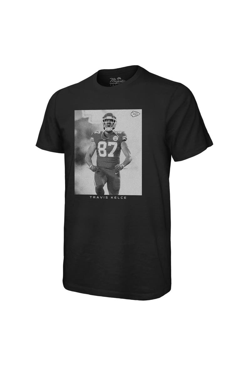 Men's Majestic Threads Travis Kelce Black Kansas City Chiefs Player Graphic Oversized T-Shirt, Alternate, color, Black