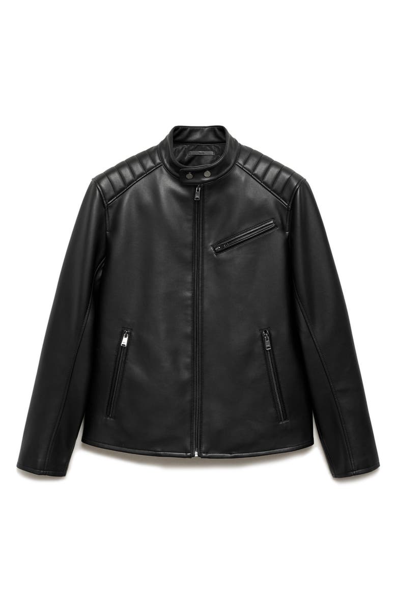 MANGO Faux Leather Biker Jacket, Alternate, color, 