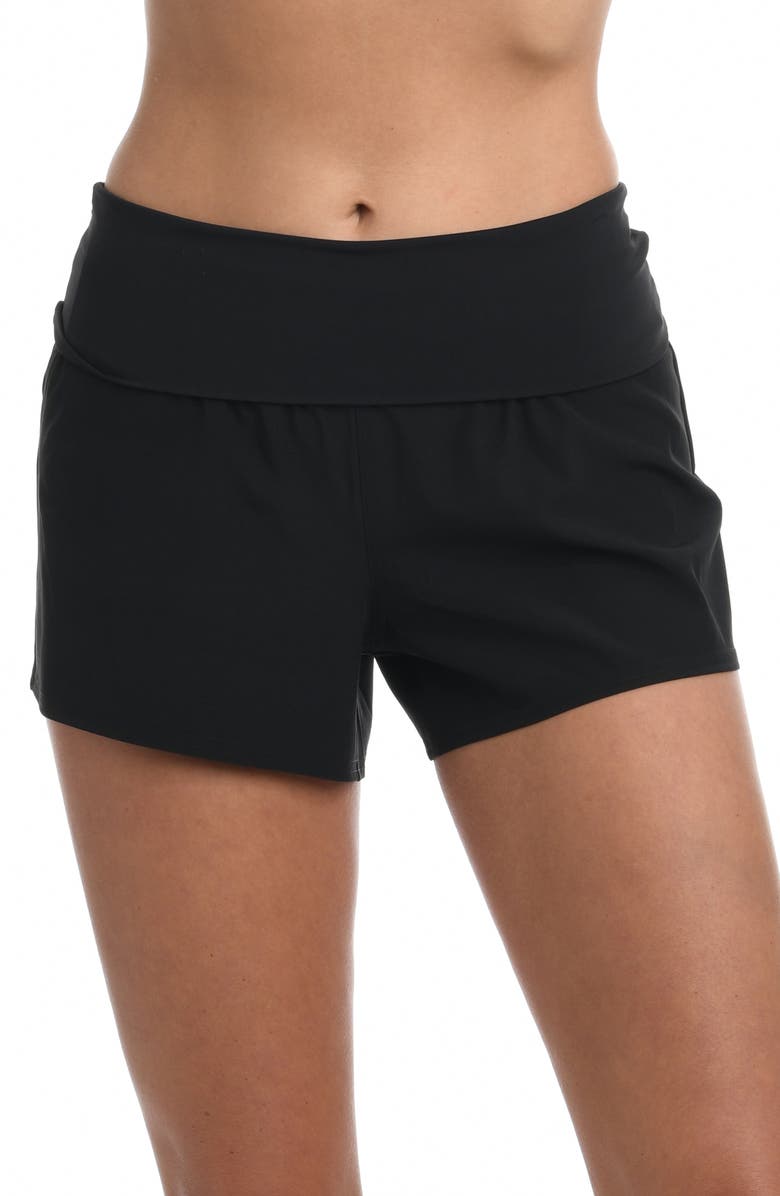 La Blanca Island Goddess Board Shorts, Main, color, Black