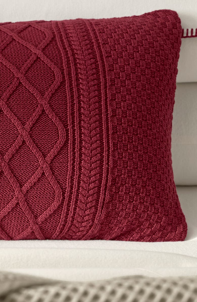 Boll & Branch Aran Cable Organic Cotton Decorative Pillow, Alternate, color, Holly