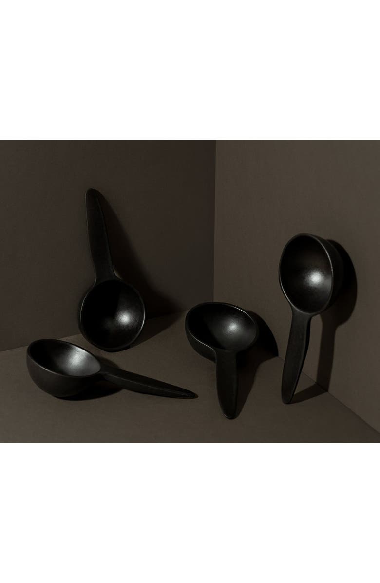 Gharyan Stoneware Stoneware Bowl Spoon Shape | Dadasi - Set of 4, Alternate, color, Black