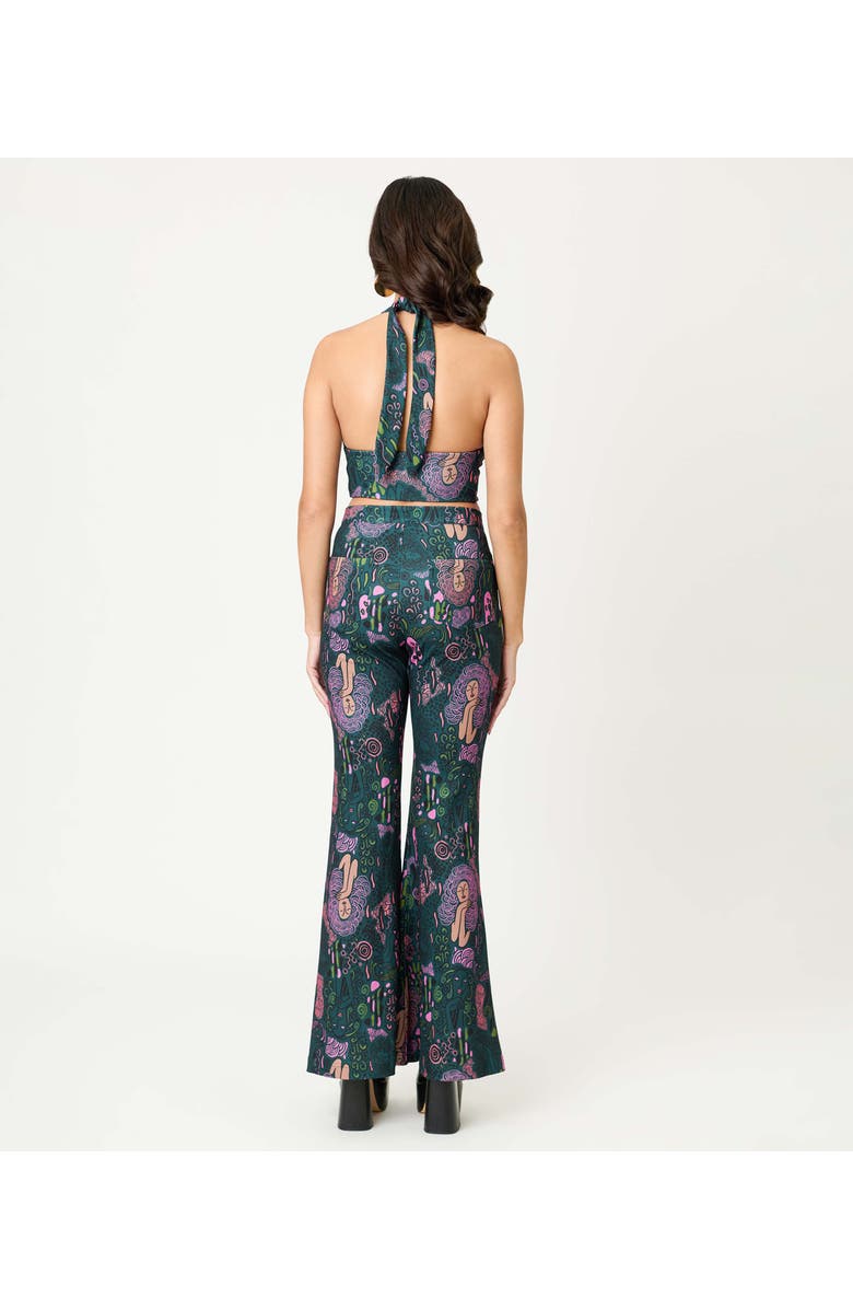 Smak Parlour 1970's Find Your Flare Pants, Alternate, color, Green Mannequin Print