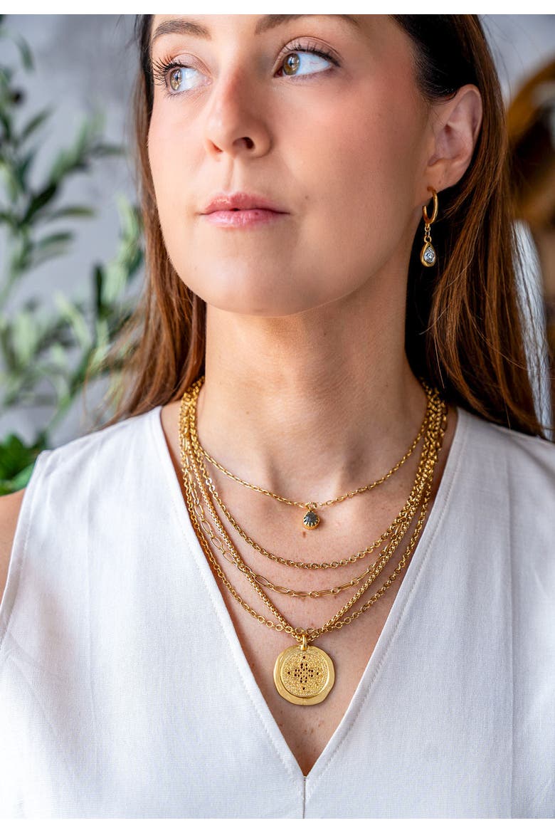 Matte Gold Filigree Coin Necklace, Alternate, color, Matte Gold