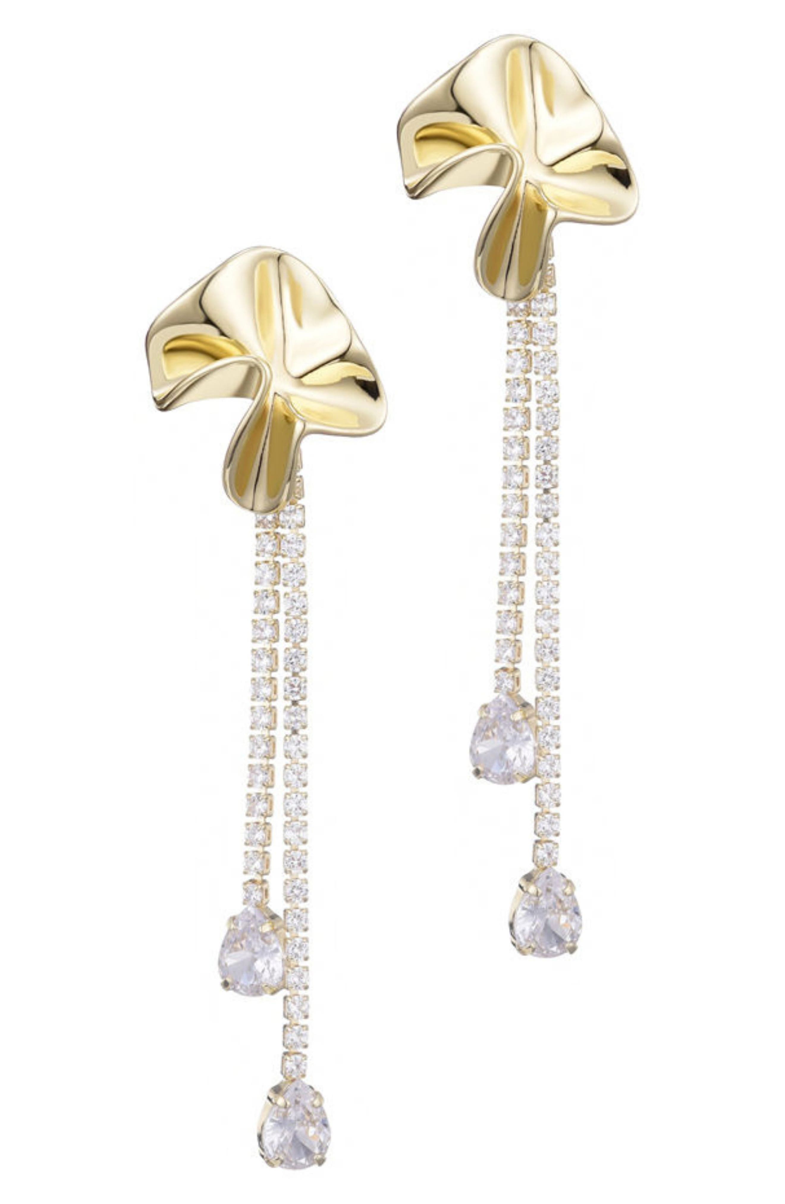 Adornia Flower Crystal Drop Earrings