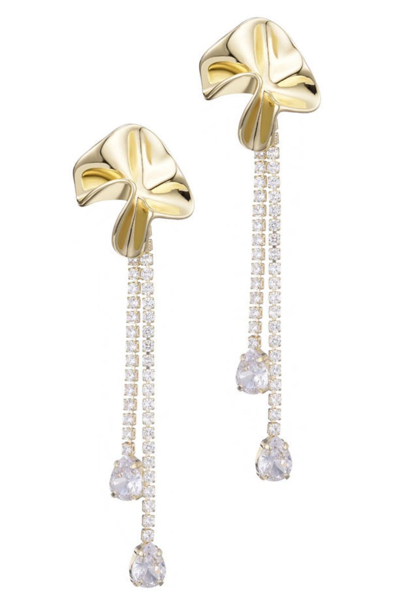 Adornia Flower Crystal Drop Earrings, Main, color, Gold