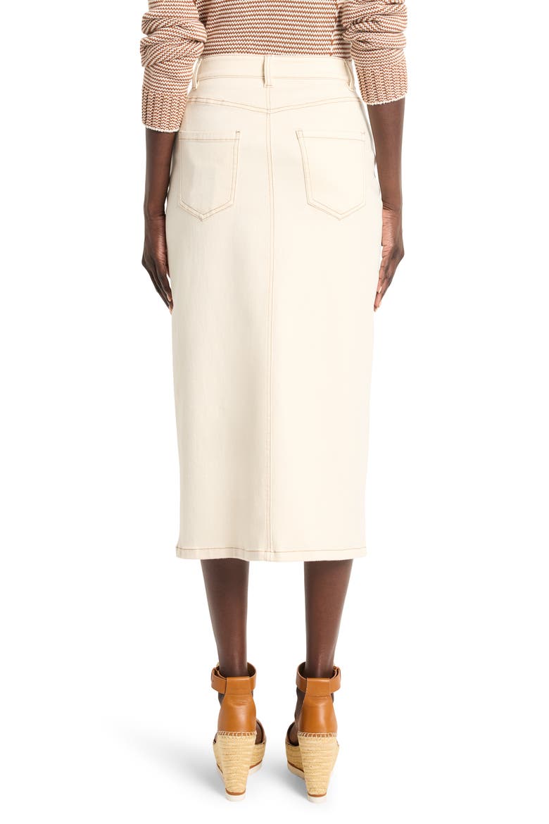 Front Slit Denim Midi Skirt, Alternate, color, CANVAS