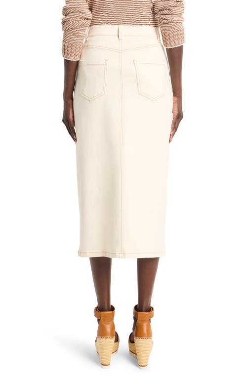 Nic + Zoe Nic+zoe Front Slit Denim Midi Skirt In Canvas