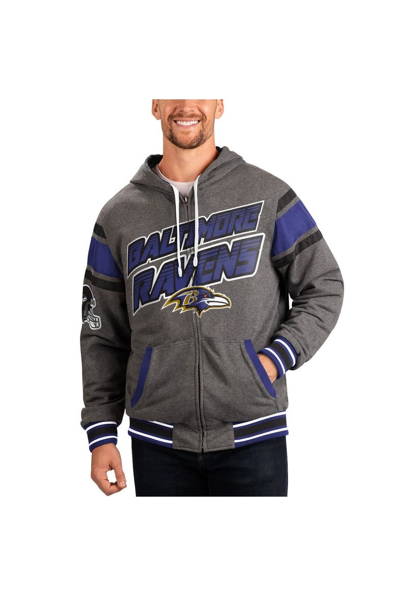 Men's G-III Sports by Carl Banks Purple/Gray Baltimore Ravens Extreme Full Back Reversible Hoodie Full-Zip Jacket, Main, color, Purple
