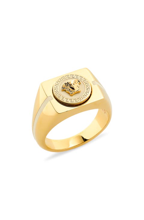 Men's Enamel Medusa Signet Ring