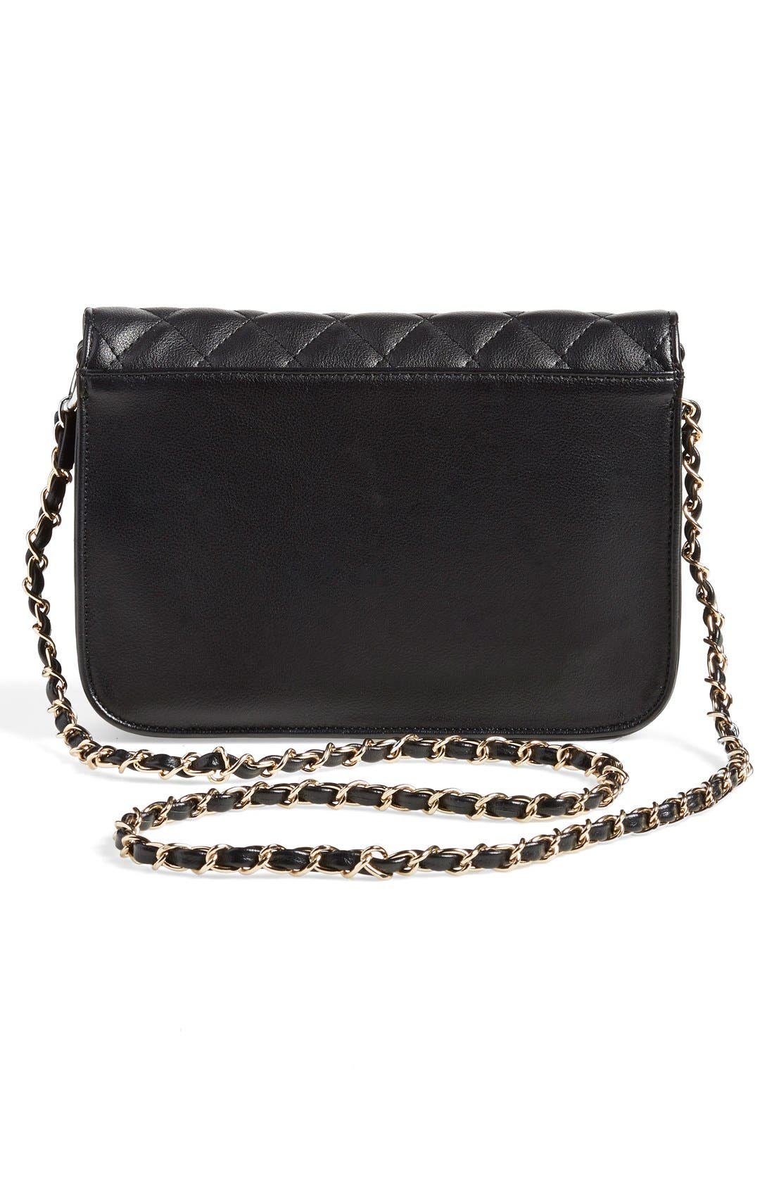 Quilted Faux Leather Crossbody Bag, Alternate, color, BLACK