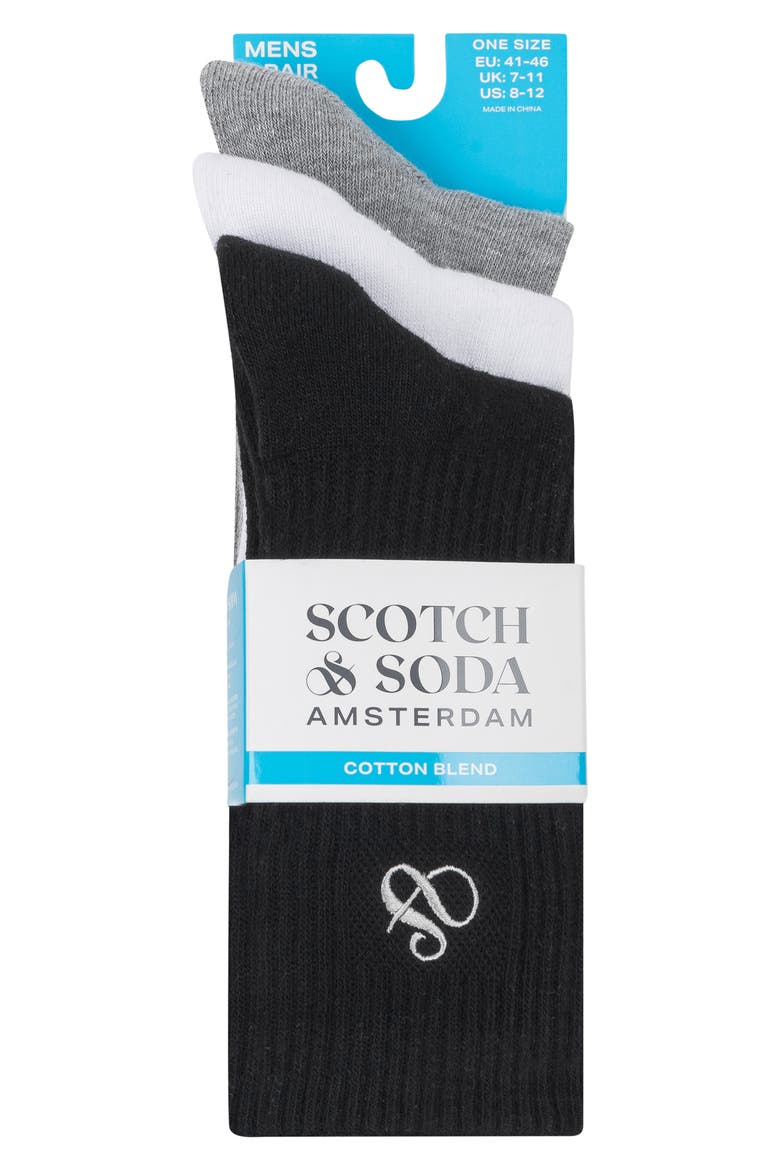 3-Pack Quarter Length Socks, Alternate, color, BLACK MULTI