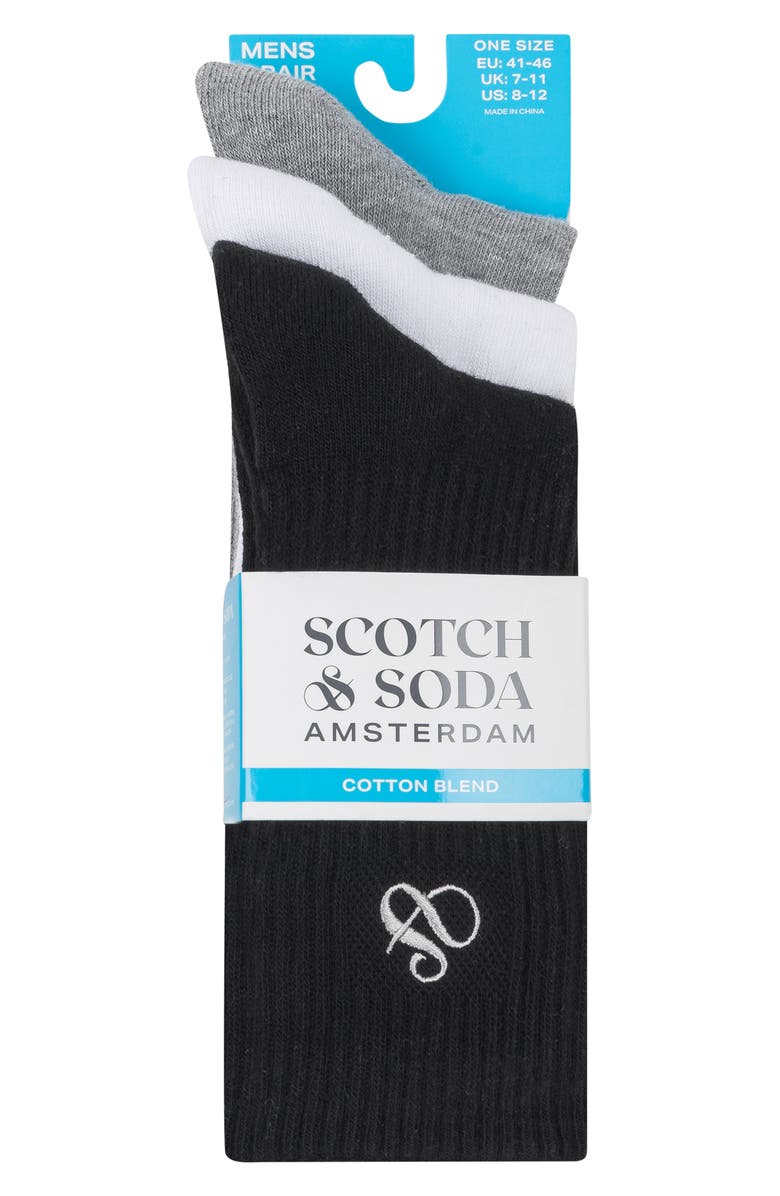 Scotch & Soda 3-Pack Quarter Length Socks, Alternate, color, Black Multi