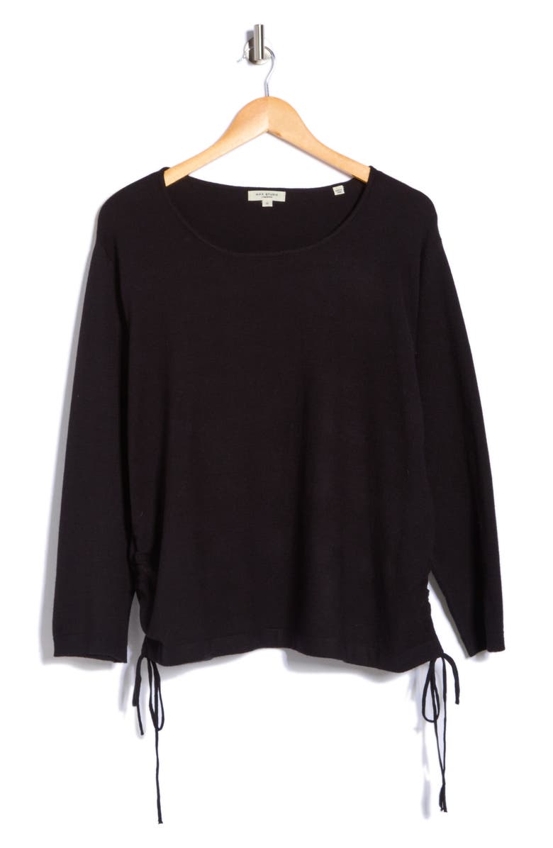 MAX STUDIO Cinching Side Tie Pullover Sweater, Alternate, color, Black