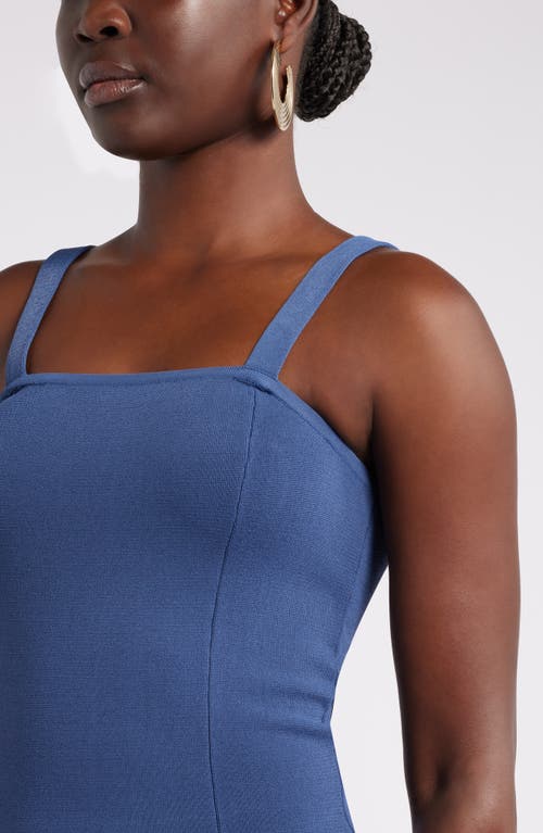 Nordstrom X Harlem's Fashion Row House Of Aama Lana Mixed Media Dress In Blue Indigo Washed Stripe