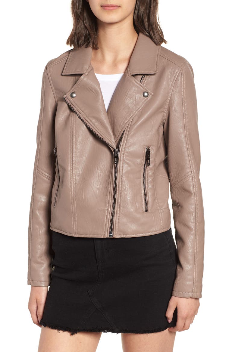 Meant to Be Moto Jacket with Removable Hood, Alternate, color, MUSHROOM