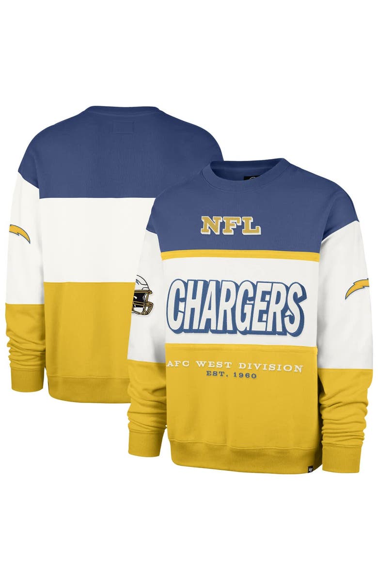 '47 Men's '47 Powder Blue/Gold Los Angeles Chargers Breeze Maximalist Sweatshirt, Main, color, Powder Blue