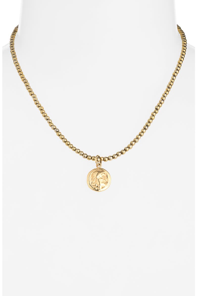 Tite Coin Pendant Necklace, Alternate, color, HEMATITE