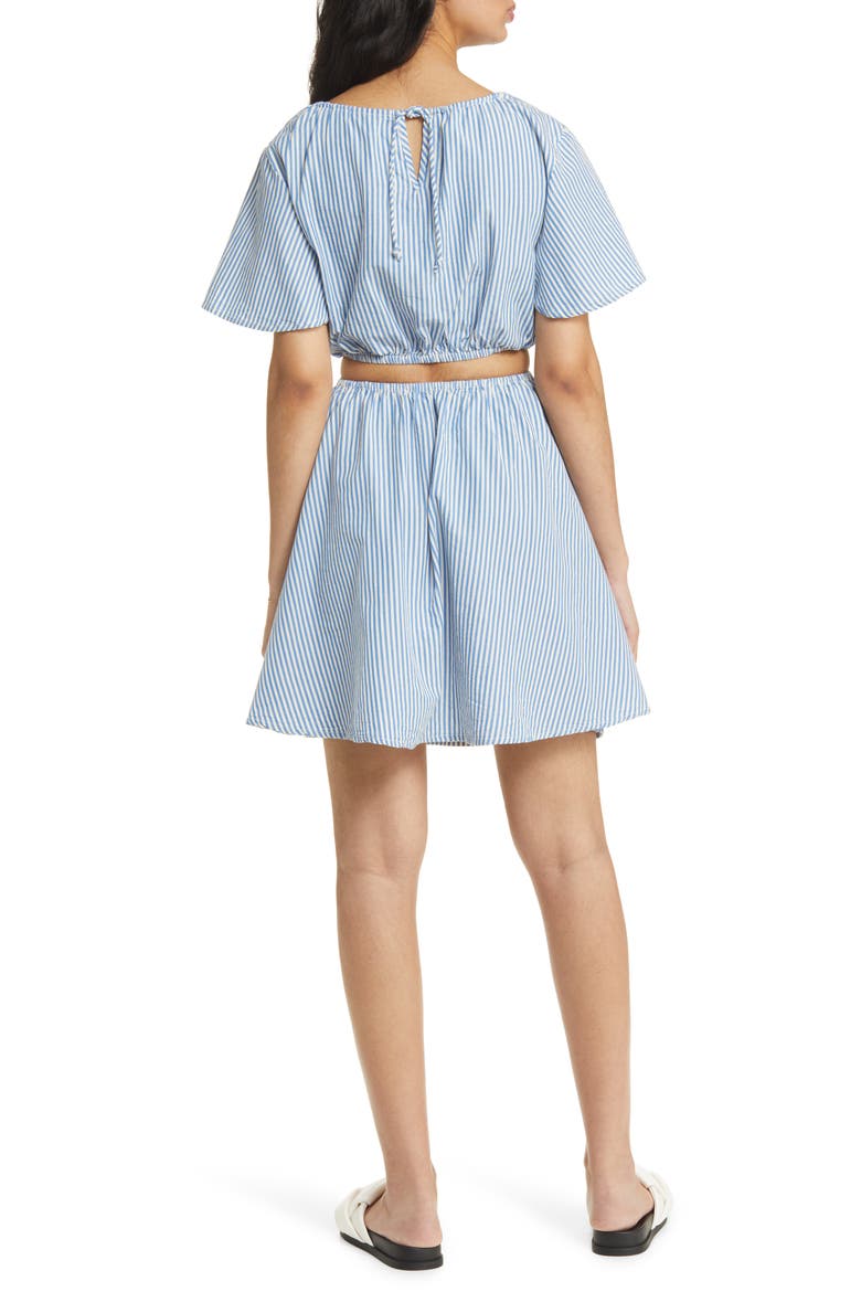 Stripe Cutout Cotton Dress, Alternate, color, BLUE