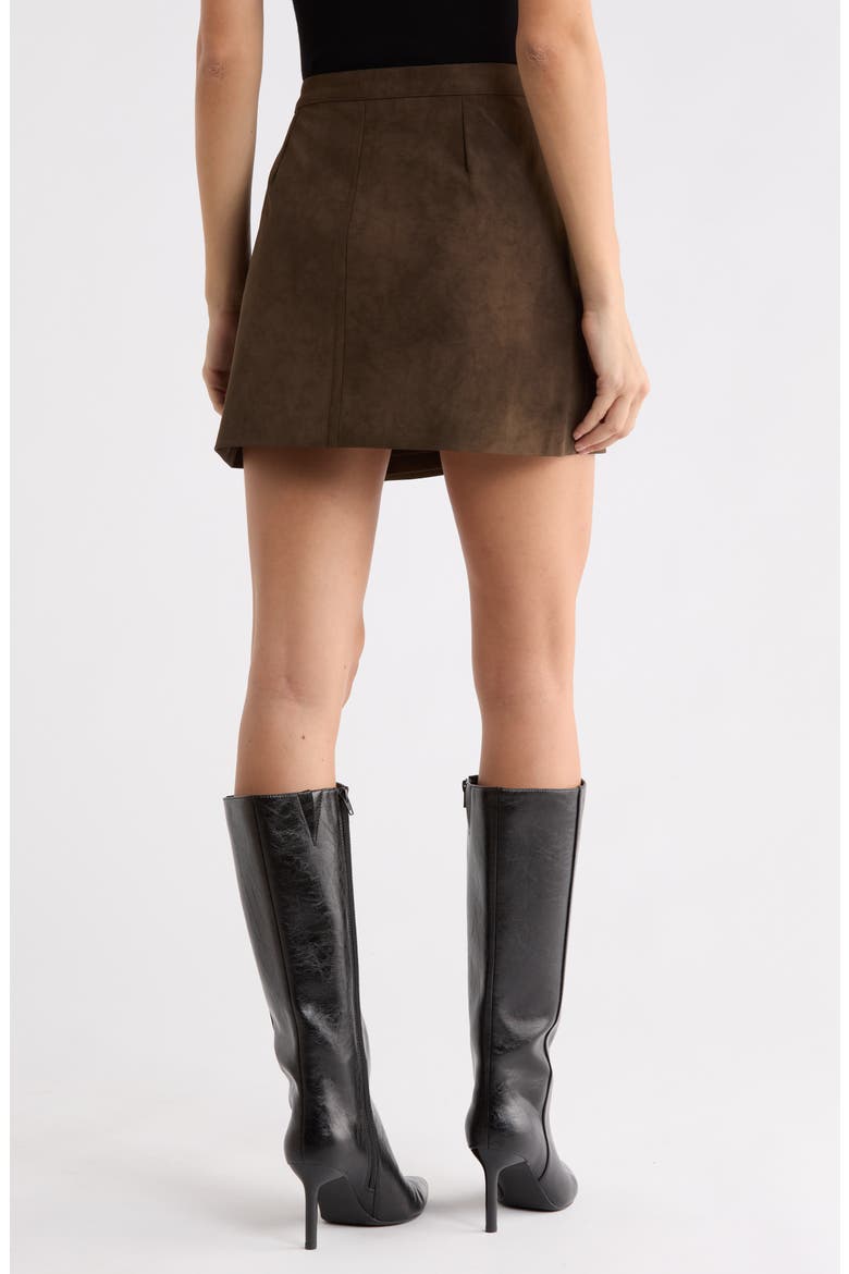 Wrap Faux Suede Miniskirt, Alternate, color, UMBER