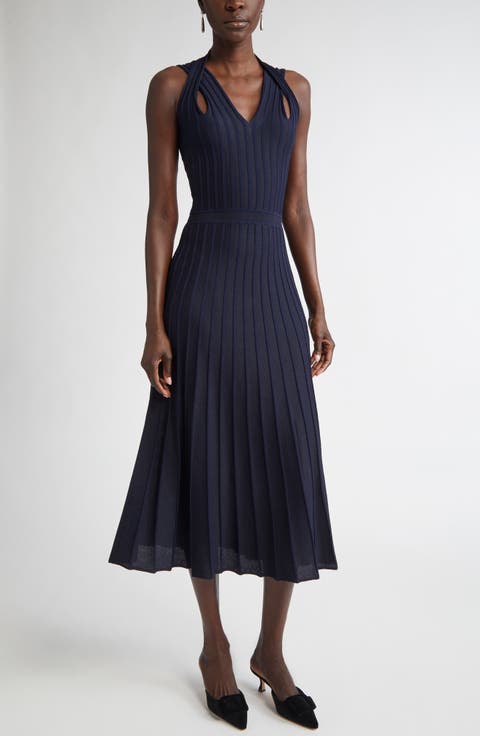 Diagonal Knit Fit & Flare Dress