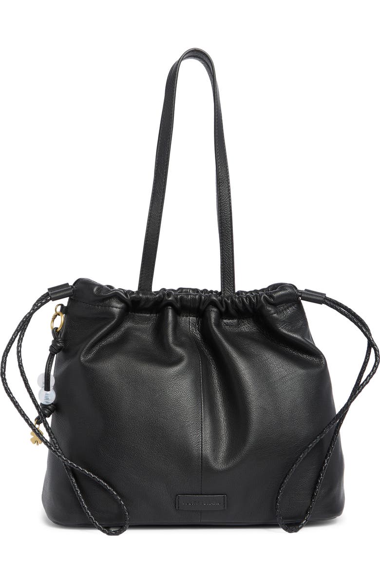 Lucky Brand Tily Leather Bucket Tote Bag, Main, color, Black Goat Ddm Le