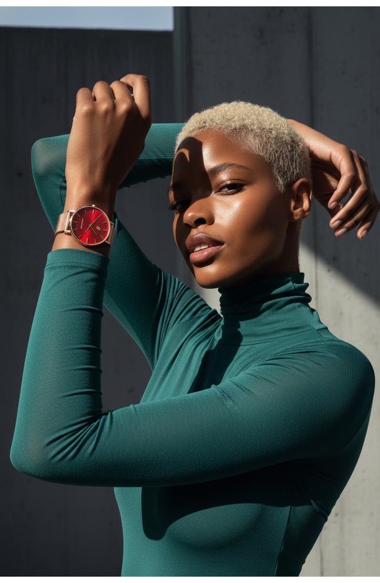 NCMPRBL Advance XO Quartz Movement Watch, 36MM, Alternate, color, Brilliant Rose Gold/Rich Red