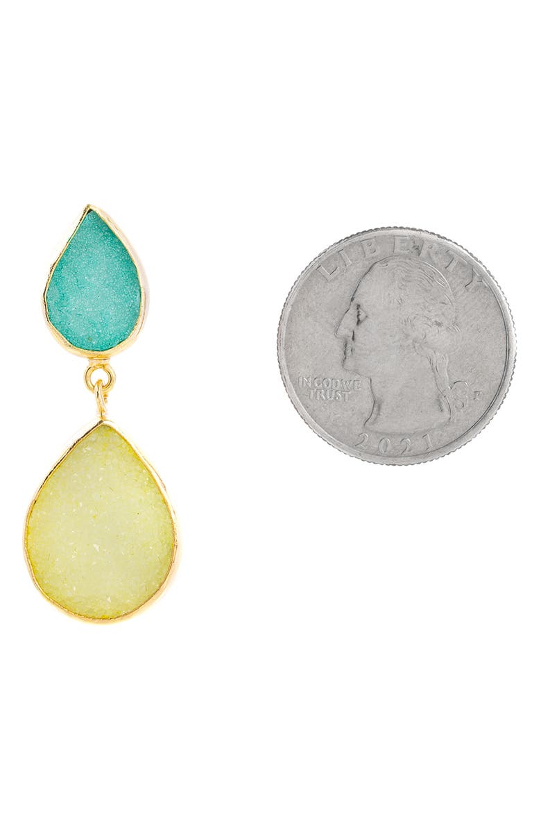 SAACHI Pear Cut Drusy Drop Earrings, Alternate, color, Turquoise