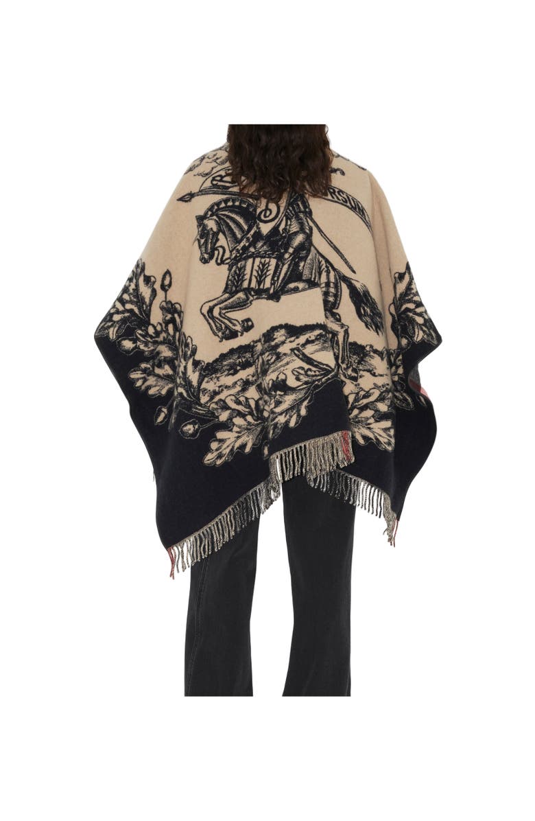 Burberry Reversible EKD Check Wool Cape, Alternate, color, Archive Beige