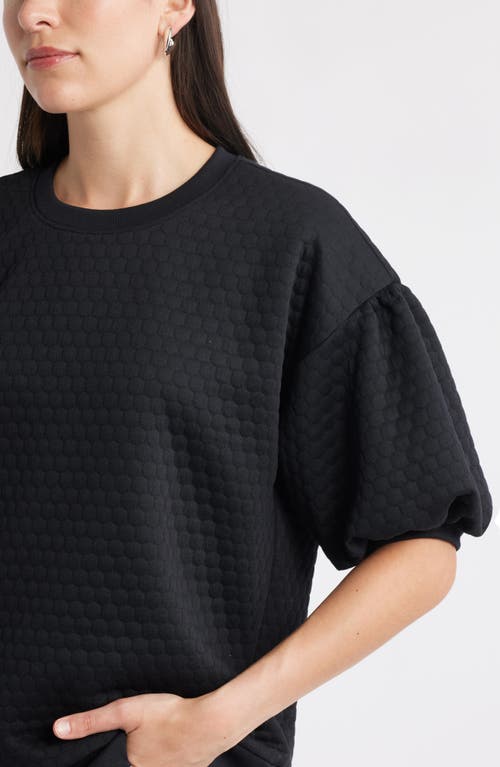 Caslonr Caslon(r) Jacquard Puff Sleeve Sweatshirt In Black
