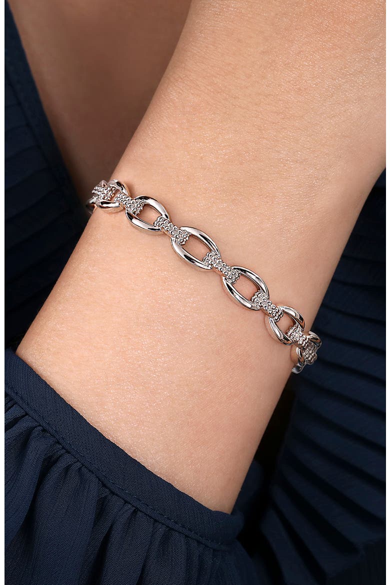 Oval Link Cuff Bracelet, Alternate, color, STERLING SILVER