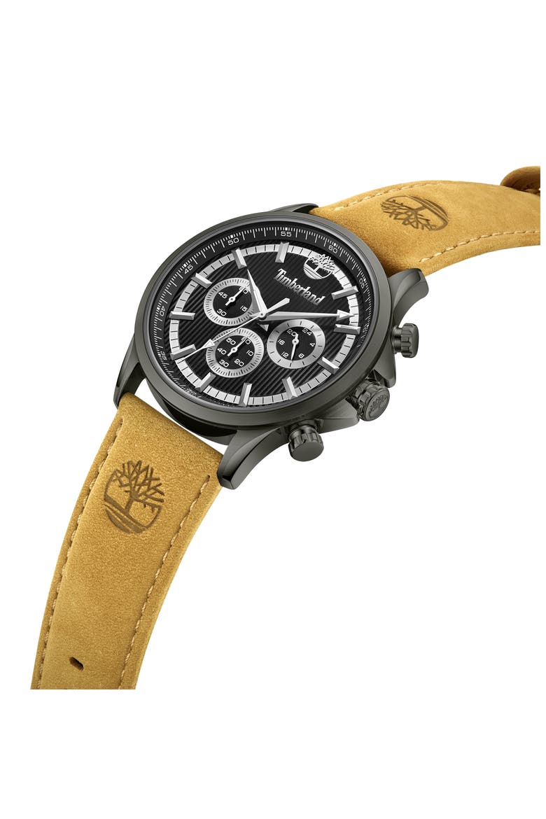Bernardston Multifunction Chronograph Leather Strap Watch, 45mm, Alternate, color, TAN