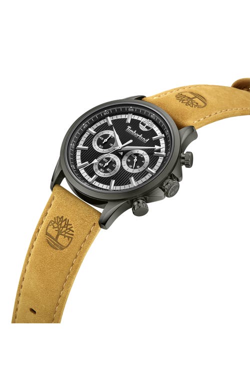 Timberland Bernardston Multifunction Chronograph Leather Strap Watch, 45mm In Tan