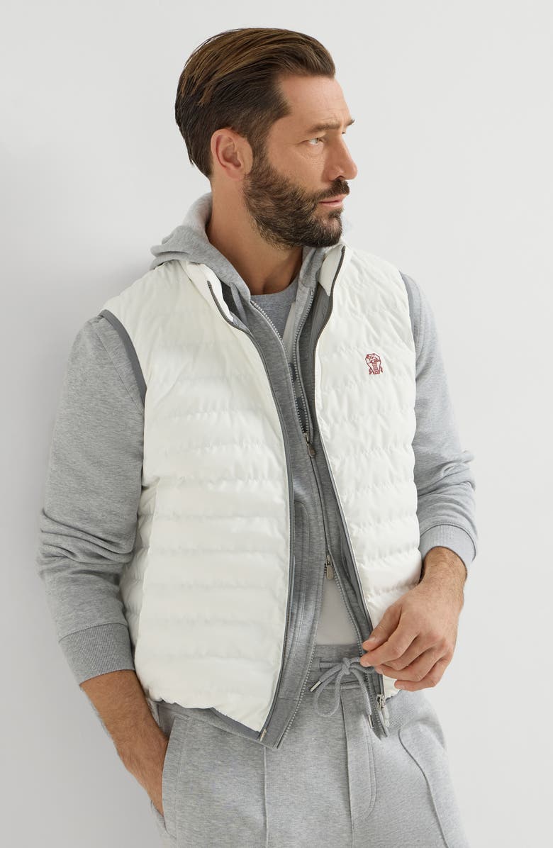 Brunello Cucinelli Nylon down vest, Alternate, color, Off-White