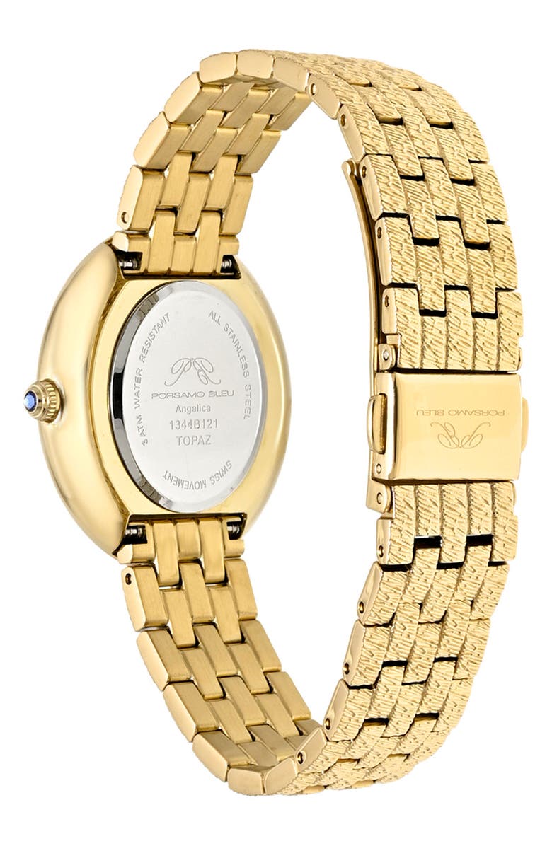 PORSAMO BLEU Women's Porsamo Bleu Angelica Oval Sunray Dial Topaz Stainless Steel Watch, Alternate, color, Gold/ White