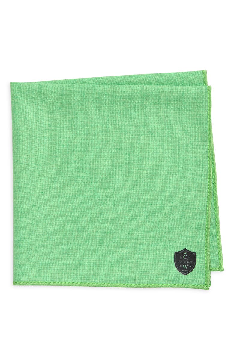 CLIFTON WILSON Green Cashmere & Wool Pocket Square, Main, color, Green