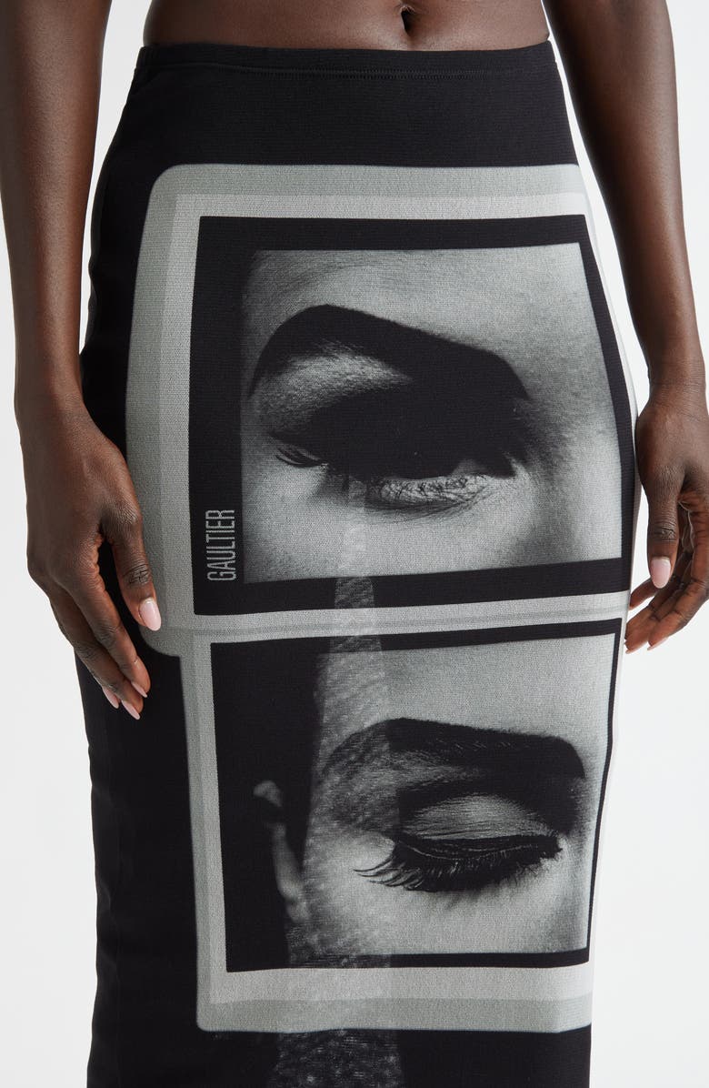 Jean Paul Gaultier The Eyes & Lips Mesh Pencil Skirt, Alternate, color, 