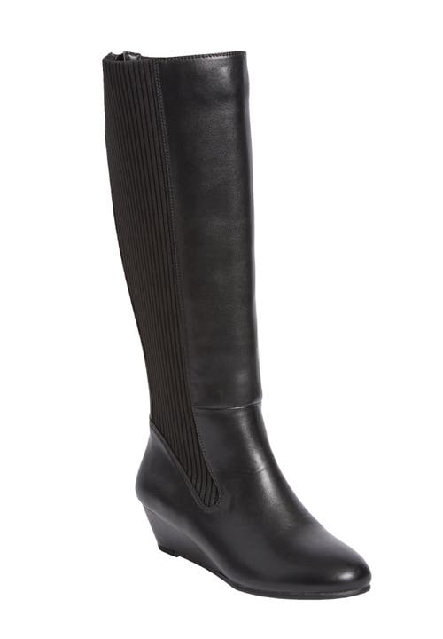 Comfortview The Briar Tall Wide Calf Boot In Black
