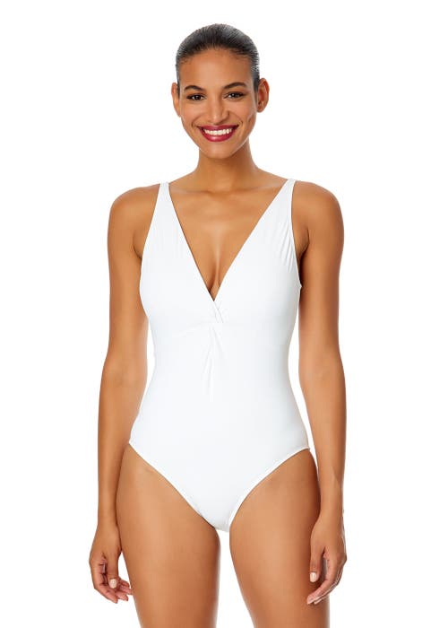 ANNE COLE LIVE IN COLOR PLUNGE TWIST ONE PIECE SWIMSUIT