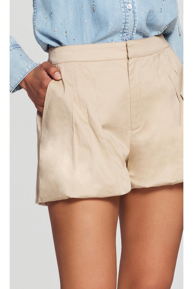 Oria Cotton Sateen Bubble Shorts, Alternate, color, Light Khaki