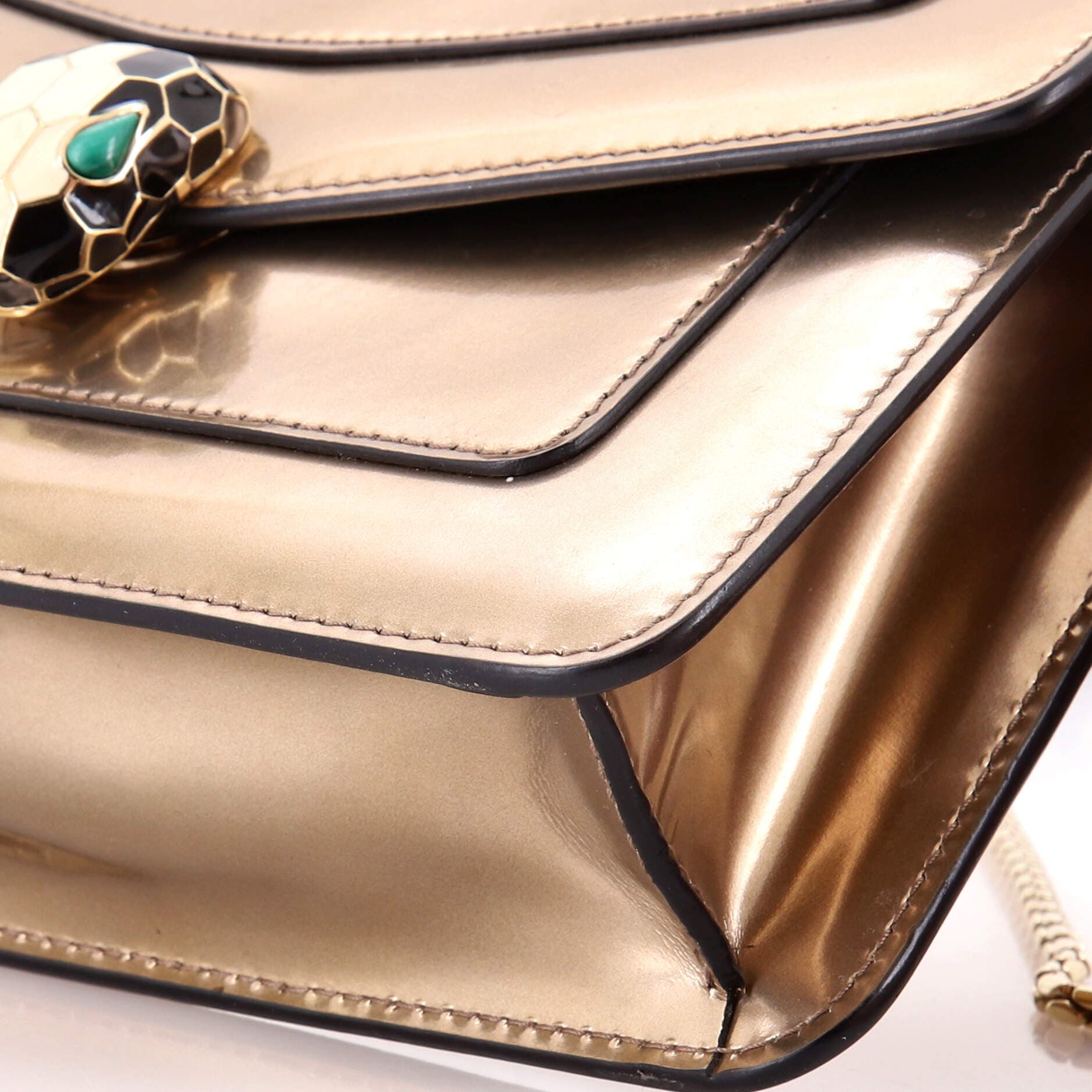 Serpenti Forever Shoulder Bag Metallic Leather Small, Alternate, color, Metallic Gold