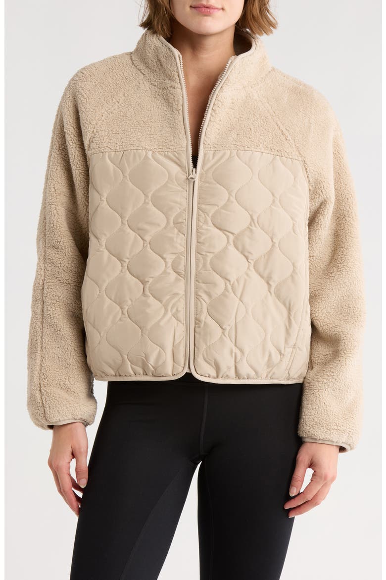 Faux Shearling Mixed Media Jacket, Main, color, TAN OXFORD