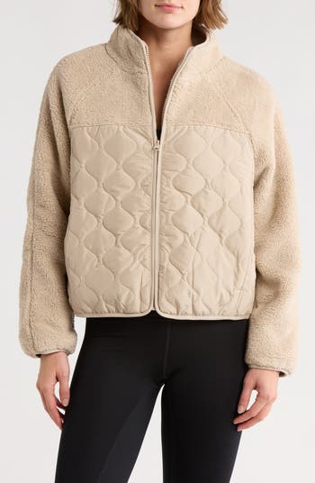 Z by Zella Faux Shearling Mixed Media Jacket | Nordstromrack