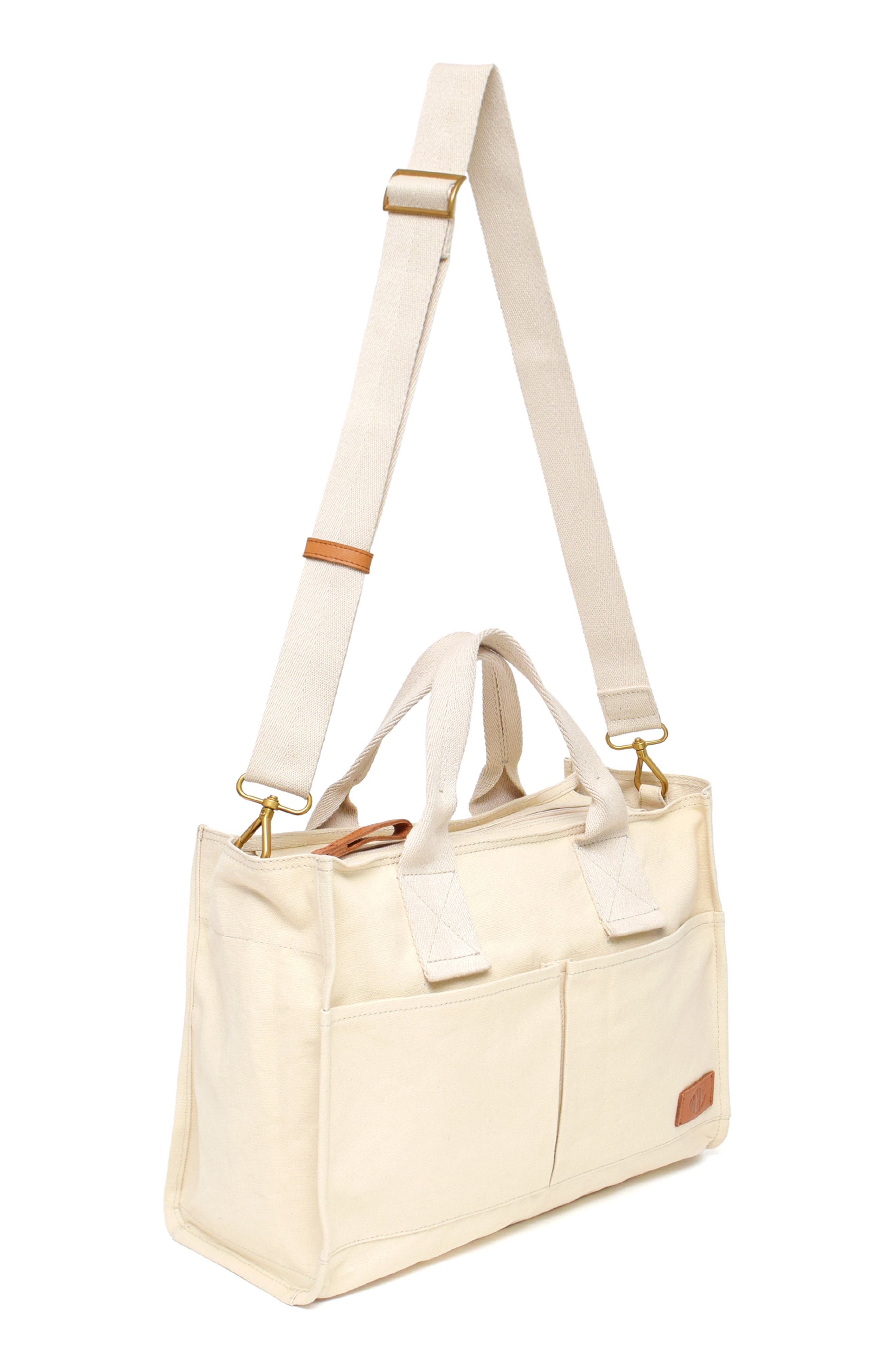 New Amsterdam Leatherworks Zinia Canvas Satchel, Alternate, color, Natural