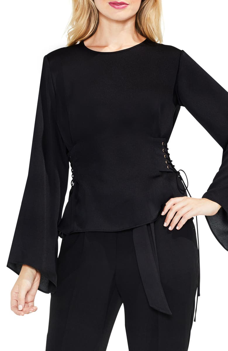 Vince Camuto Bell Sleeve Side Lace-Up Blouse, Main, color,