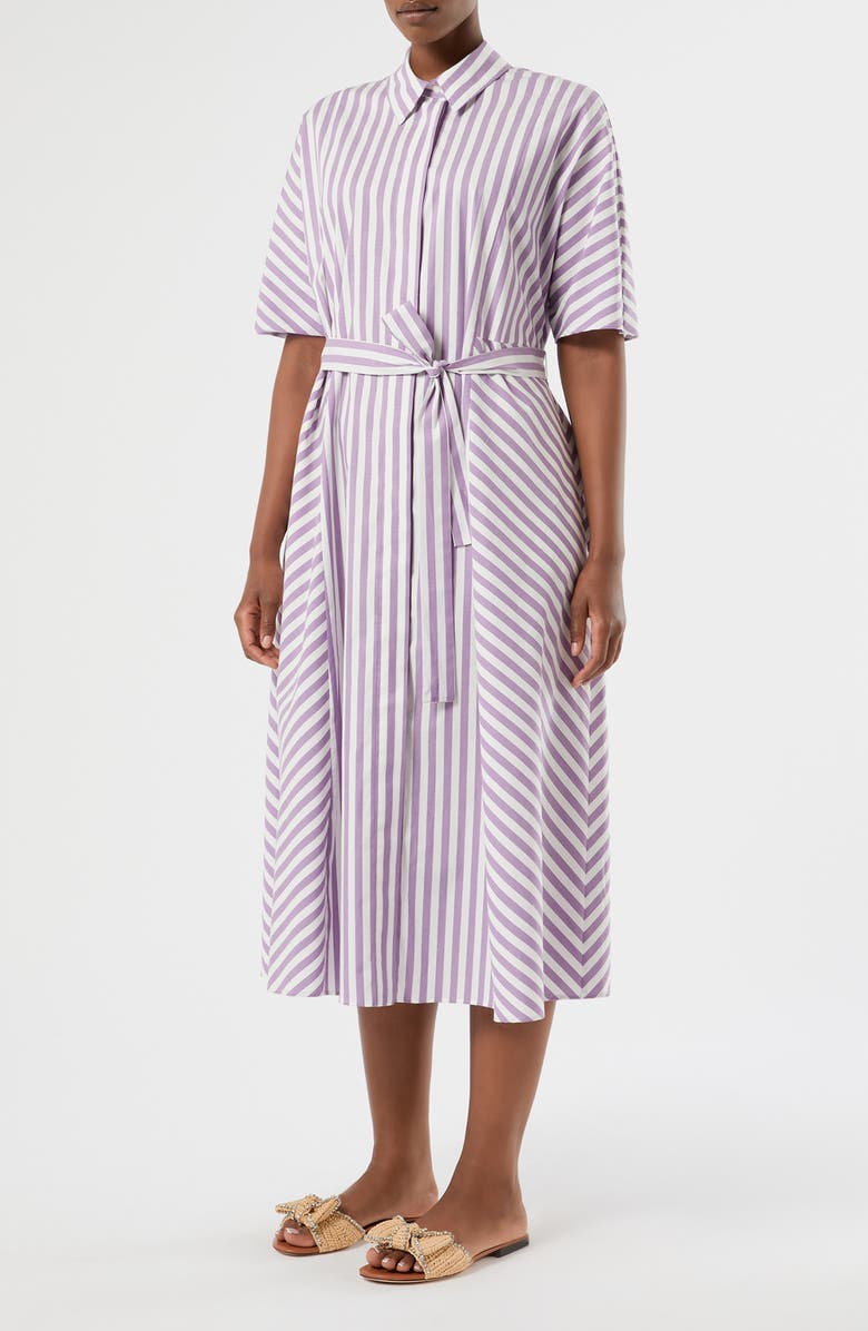 Marina Rinaldi Flirt Stripe Shirtdress, Main, color, Purple